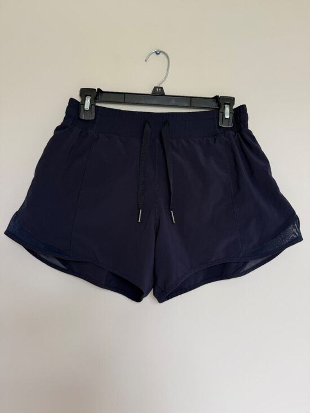Crazy Yoga Womens Running Shorts Size S Navy Drawstring Zip Pocket Sporty